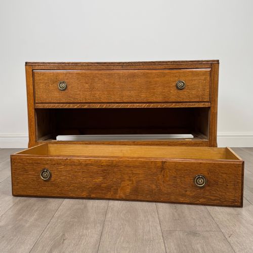 ANTIQUE 20TH CENTURY LOW CHEST OF DRAWERS IN OAK - ADDITIONAL PHOTO 9