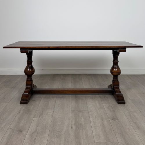 ANTIQUE 20TH CENTURY REFRACTORY STYLE DINING TABLE IN OAK - ADDITIONAL PHOTO 1
