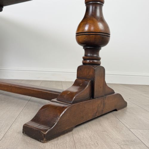 ANTIQUE 20TH CENTURY REFRACTORY STYLE DINING TABLE IN OAK - ADDITIONAL PHOTO 5