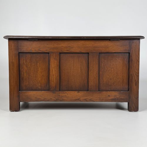 ANTIQUE 20TH CENTURY GOOD QUALITY CARVED OAK BLANKET BOX - ADDITIONAL PHOTO 4