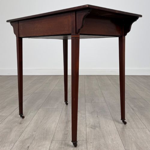 ANTIQUE 19TH CENTURY SMALL INLAID WRITING TABLE IN MAHOGANY - ADDITIONAL PHOTO 5
