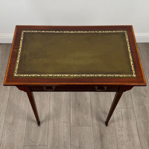 ANTIQUE 19TH CENTURY SMALL INLAID WRITING TABLE IN MAHOGANY - ADDITIONAL PHOTO 8