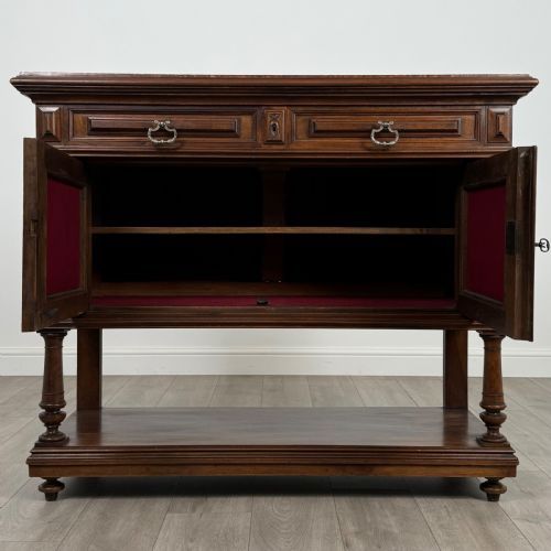 ANTIQUE 19TH CENTURY FRENCH MARBLE TOP BUFFET IN WALNUT - ADDITIONAL PHOTO 1
