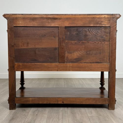 ANTIQUE 19TH CENTURY FRENCH MARBLE TOP BUFFET IN WALNUT - ADDITIONAL PHOTO 5
