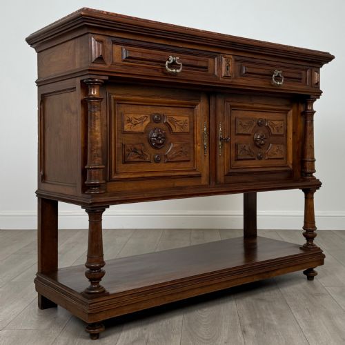 ANTIQUE 19TH CENTURY FRENCH MARBLE TOP BUFFET IN WALNUT - ADDITIONAL PHOTO 8