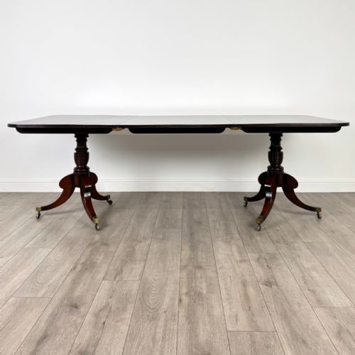 ANTIQUE 20TH CENTURY TWIN PEDESTAL DINING TABLE IN MAHOGANY - ADDITIONAL PHOTO 1