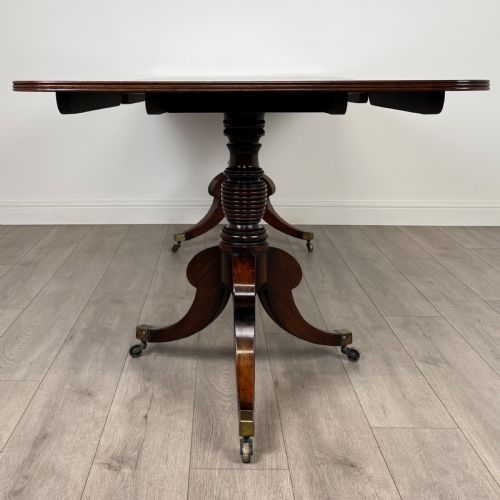 ANTIQUE 20TH CENTURY TWIN PEDESTAL DINING TABLE IN MAHOGANY - ADDITIONAL PHOTO 2