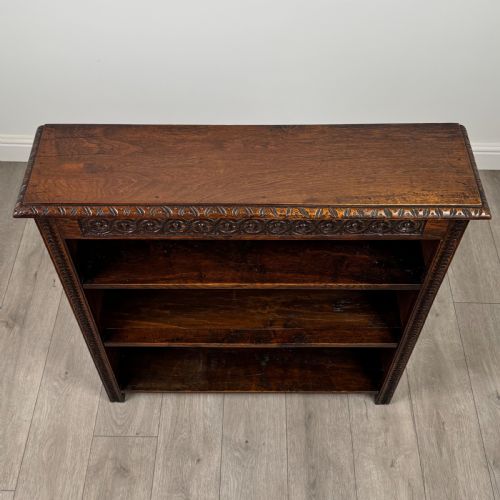 ANTIQUE 19TH CENTURY SMALL CARVED OAK BOOKCASE - ADDITIONAL PHOTO 9