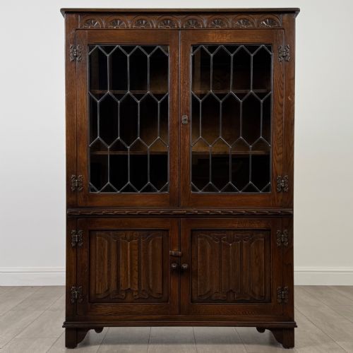 ANTIQUE 20TH CENTURY GOOD QUALITY DISPLAY CABINET IN OAK - ADDITIONAL PHOTO 1