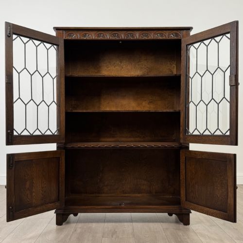 ANTIQUE 20TH CENTURY GOOD QUALITY DISPLAY CABINET IN OAK - ADDITIONAL PHOTO 2