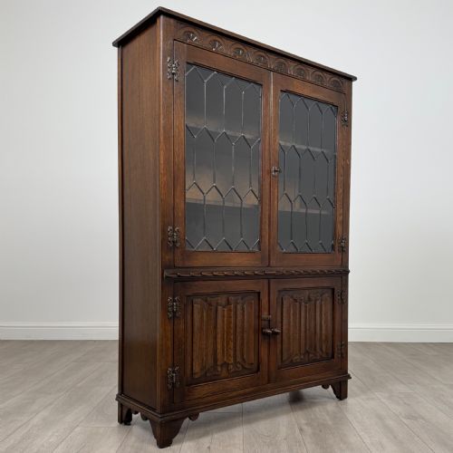 ANTIQUE 20TH CENTURY GOOD QUALITY DISPLAY CABINET IN OAK - ADDITIONAL PHOTO 9