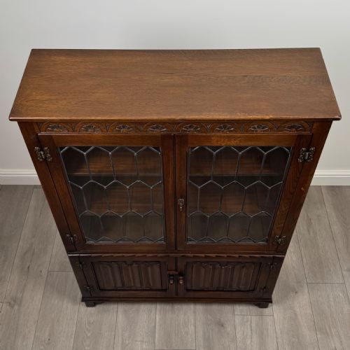 ANTIQUE 20TH CENTURY GOOD QUALITY DISPLAY CABINET IN OAK - ADDITIONAL PHOTO 10