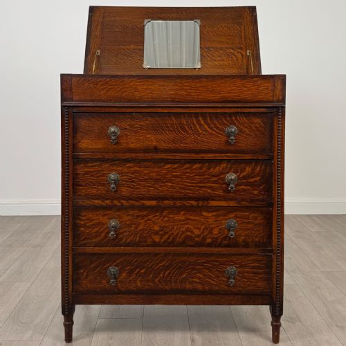 ANTIQUE 20TH CENTURY GOOD QUALITY OAK CHEST OF DRAWERS - ADDITIONAL PHOTO 1