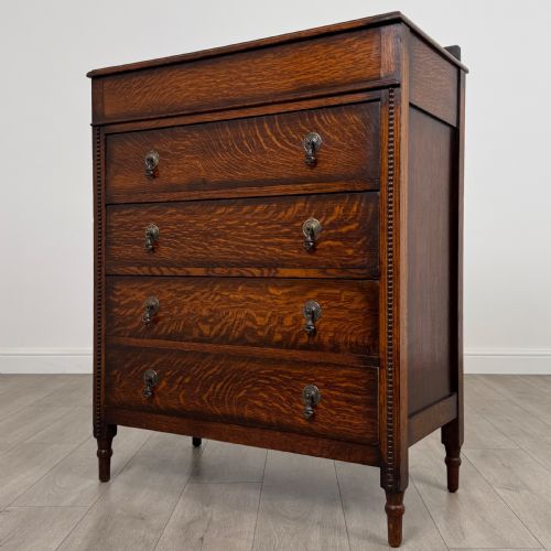 ANTIQUE 20TH CENTURY GOOD QUALITY OAK CHEST OF DRAWERS - ADDITIONAL PHOTO 2