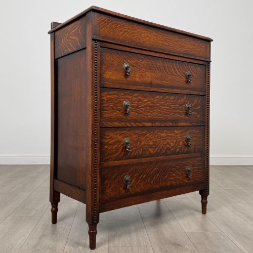 ANTIQUE 20TH CENTURY GOOD QUALITY OAK CHEST OF DRAWERS - ADDITIONAL PHOTO 8