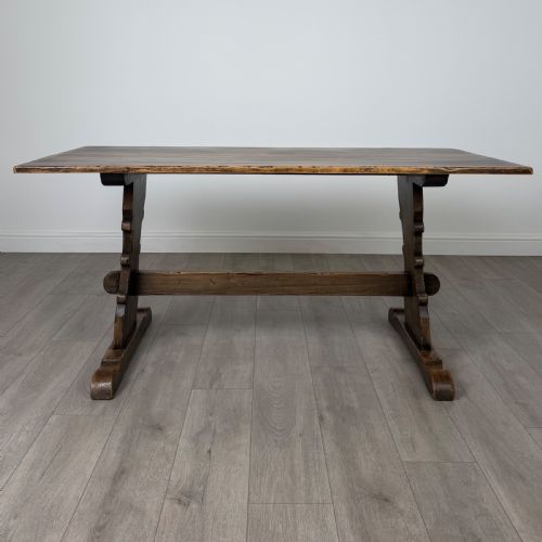 ANTIQUE 20TH CENTURY REFRACTORY STYLE DINING TABLE IN OAK - ADDITIONAL PHOTO 1