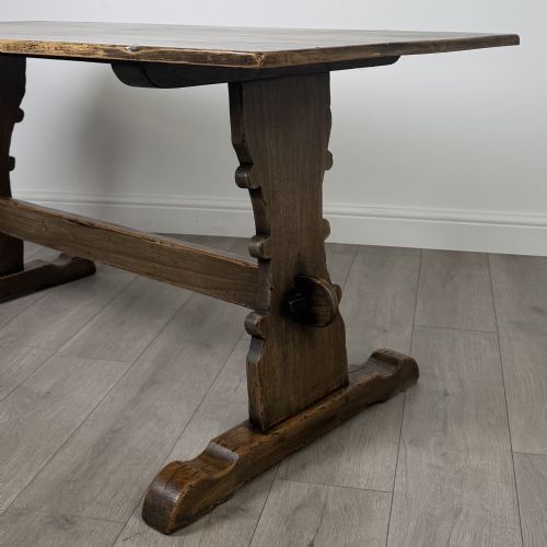 ANTIQUE 20TH CENTURY REFRACTORY STYLE DINING TABLE IN OAK - ADDITIONAL PHOTO 4