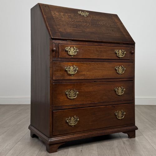 ANTIQUE 19TH CENTURY GOOD QUALITY SMALL OAK BUREAU - ADDITIONAL PHOTO 8