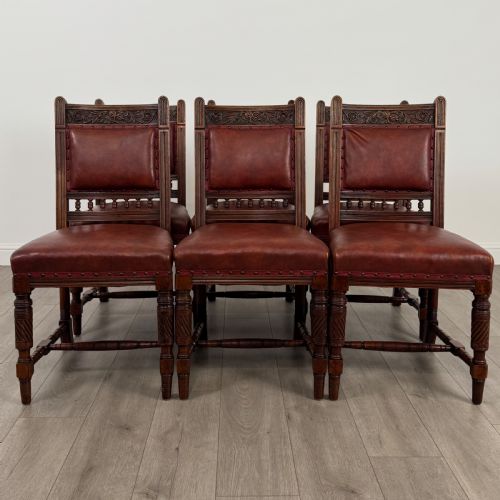 antique 19th century set of 6 walnut dining chairs - CATEGORY: ANTIQUE CHAIRS - DATED VICTORIAN