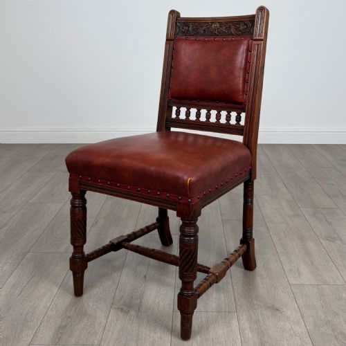 ANTIQUE 19TH CENTURY SET OF 6 WALNUT DINING CHAIRS - ADDITIONAL PHOTO 1