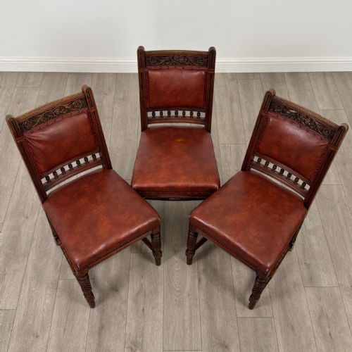 ANTIQUE 19TH CENTURY SET OF 6 WALNUT DINING CHAIRS - ADDITIONAL PHOTO 7