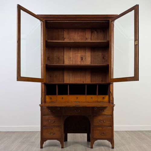 ANTIQUE 19TH CENTURY UNIQUE SECRETAIRE BOOKCASE IN OAK - ADDITIONAL PHOTO 2