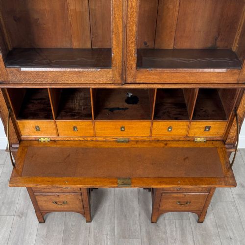 ANTIQUE 19TH CENTURY UNIQUE SECRETAIRE BOOKCASE IN OAK - ADDITIONAL PHOTO 10