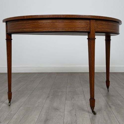 ANTIQUE 19TH CENTURY DEMILUNE SIDE TABLE IN SATINWOOD - ADDITIONAL PHOTO 7