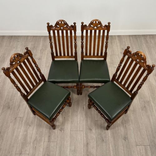 ANTIQUE 20TH CENTURY FINE QUALITY SET OF 10 OAK DINING CHAIRS - ADDITIONAL PHOTO 8