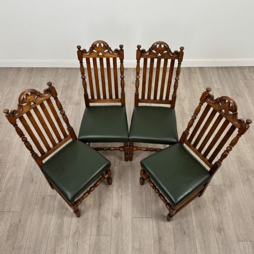 ANTIQUE 20TH CENTURY FINE QUALITY SET OF 10 OAK DINING CHAIRS - ADDITIONAL PHOTO 9