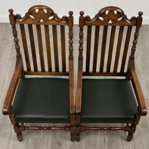 ANTIQUE 20TH CENTURY FINE QUALITY SET OF 10 OAK DINING CHAIRS - ADDITIONAL PHOTO 10