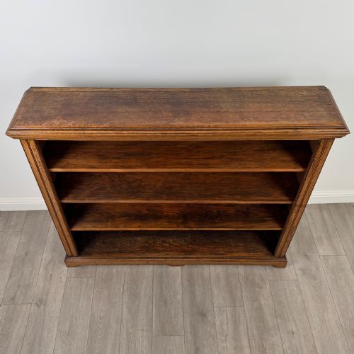 ANTIQUE 19TH CENTURY FINE QUALITY LARGE OPEN BOOKCASE IN OAK - ADDITIONAL PHOTO 9