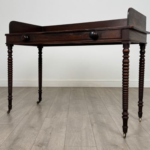 ANTIQUE 19TH CENTURY BOBBIN TURNED WRITING TABLE IN MAHOGANY - ADDITIONAL PHOTO 1