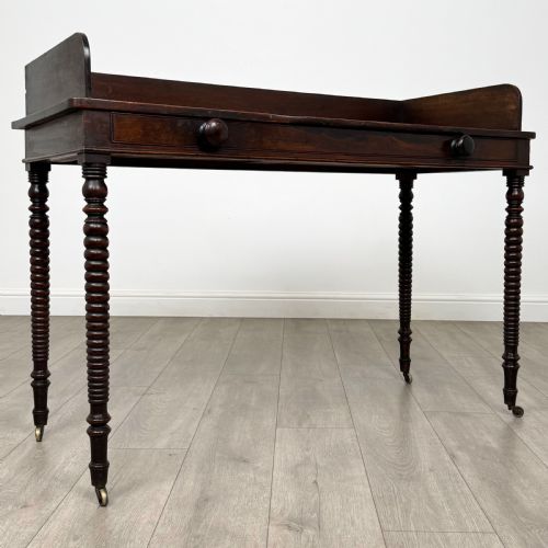 ANTIQUE 19TH CENTURY BOBBIN TURNED WRITING TABLE IN MAHOGANY - ADDITIONAL PHOTO 7