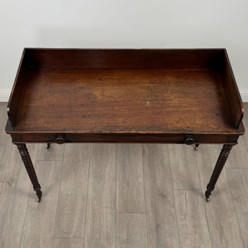 ANTIQUE 19TH CENTURY BOBBIN TURNED WRITING TABLE IN MAHOGANY - ADDITIONAL PHOTO 8