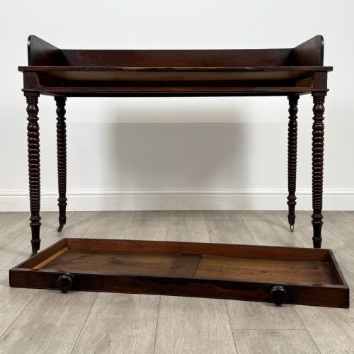 ANTIQUE 19TH CENTURY BOBBIN TURNED WRITING TABLE IN MAHOGANY - ADDITIONAL PHOTO 9