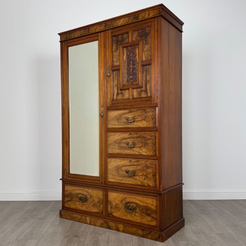 ANTIQUE 19TH CENTURY FINE QUALITY BURR WALNUT COMPACTUM WARDROBE - ADDITIONAL PHOTO 2