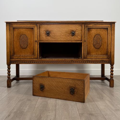 ANTIQUE 20TH CENTURY GOOD QUALITY OAK SIDEBOARD - ADDITIONAL PHOTO 10