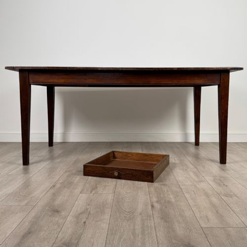 ANTIQUE 20TH CENTURY FINE QUALITY OAK DINING TABLE WITH DRAWER - ADDITIONAL PHOTO 6