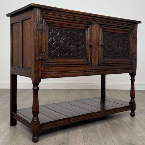 ANTIQUE 18TH CENTURY GOOD QUALITY CARVED OAK CUPBOARD - ADDITIONAL PHOTO 8