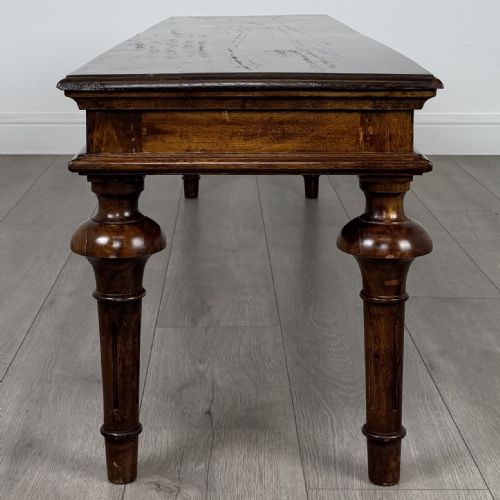 ANTIQUE 20TH CENTURY LONG HALL BENCH IN MAHOGANY - ADDITIONAL PHOTO 1