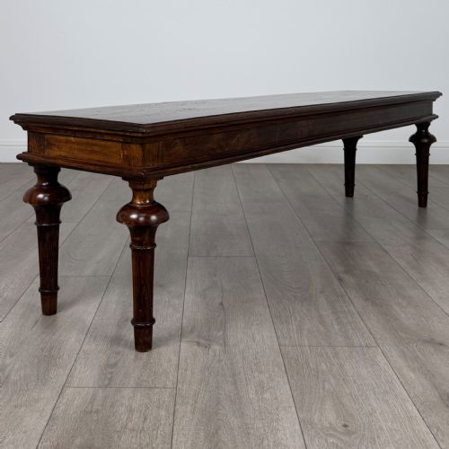ANTIQUE 20TH CENTURY LONG HALL BENCH IN MAHOGANY - ADDITIONAL PHOTO 2