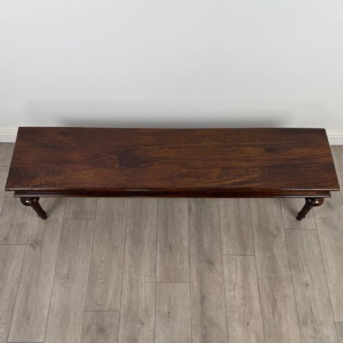 ANTIQUE 20TH CENTURY LONG HALL BENCH IN MAHOGANY - ADDITIONAL PHOTO 8