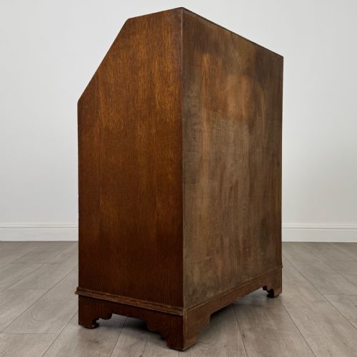 ANTIQUE 20TH CENTURY LINENFOLD BUREAU IN OAK - ADDITIONAL PHOTO 4