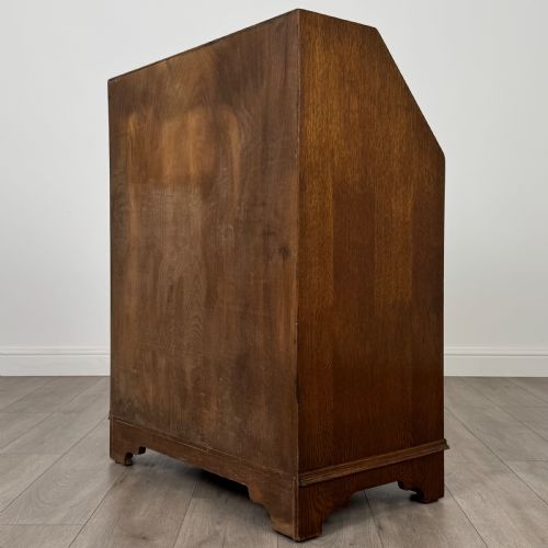 ANTIQUE 20TH CENTURY LINENFOLD BUREAU IN OAK - ADDITIONAL PHOTO 6