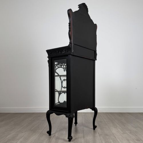 ANTIQUE 19TH CENTURY GOOD QUALITY EBONISED DISPLAY CABINET - ADDITIONAL PHOTO 3