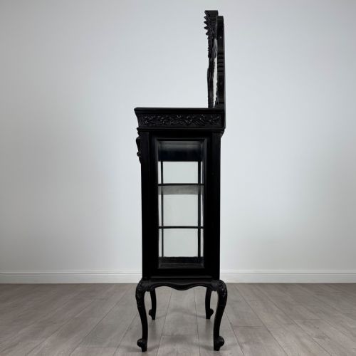 ANTIQUE 19TH CENTURY GOOD QUALITY EBONISED DISPLAY CABINET - ADDITIONAL PHOTO 4
