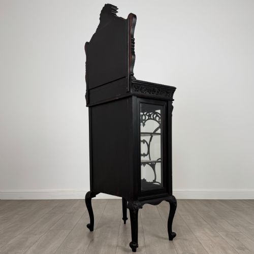 ANTIQUE 19TH CENTURY GOOD QUALITY EBONISED DISPLAY CABINET - ADDITIONAL PHOTO 6