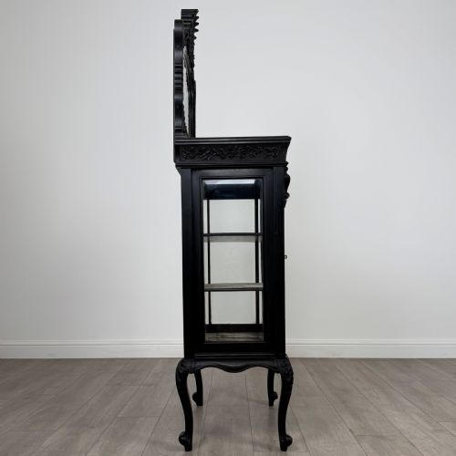 ANTIQUE 19TH CENTURY GOOD QUALITY EBONISED DISPLAY CABINET - ADDITIONAL PHOTO 7