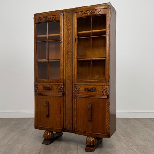 ANTIQUE 20TH CENTURY GOOD QUALITY OAK DISPLAY CABINET - ADDITIONAL PHOTO 3